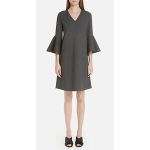 NWOT LAFAYETTE 148 New York Punto Milano Ponte Knit Holly Bell Flare Dress Gray